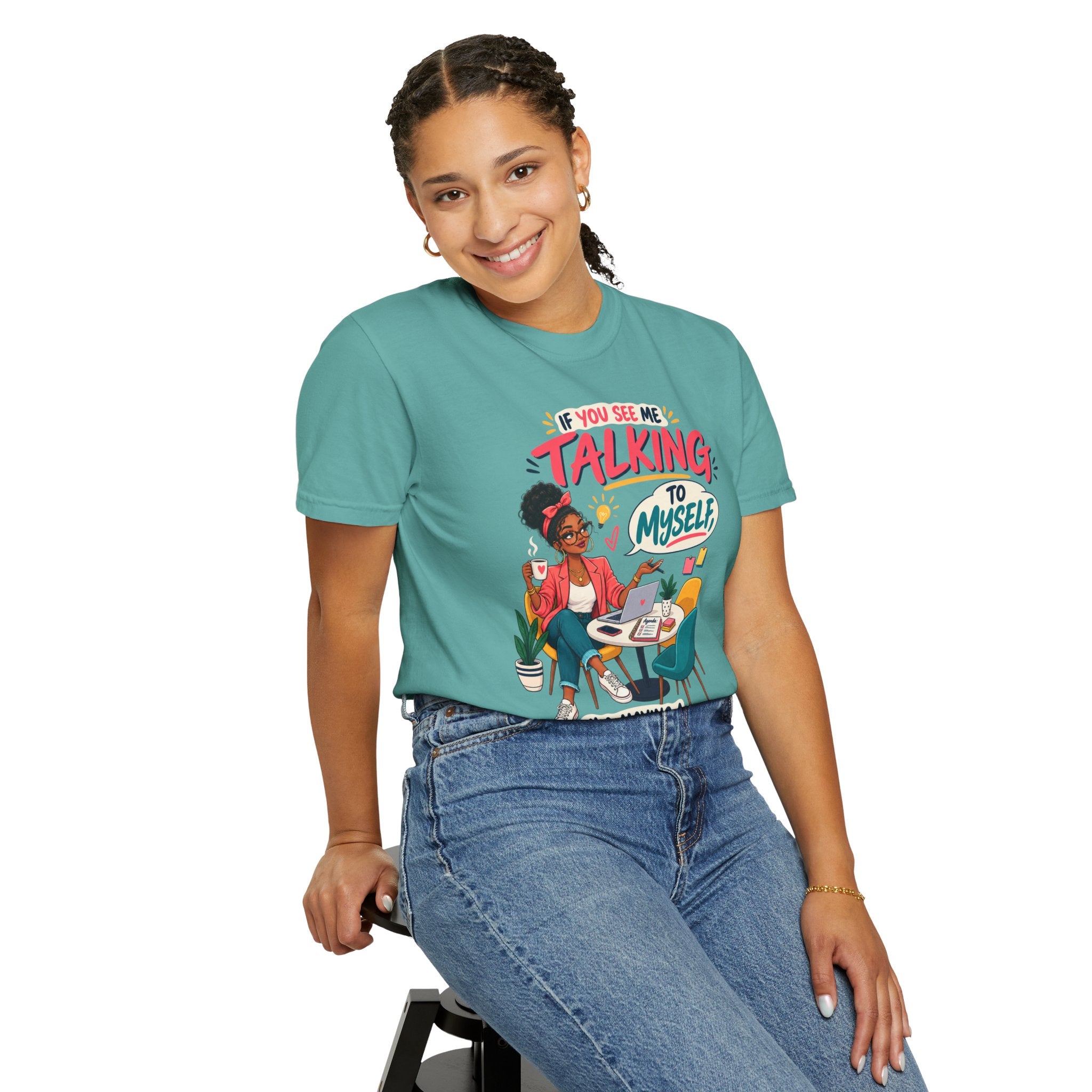 Funny Small Business Owner T-Shirt — “If You See Me Talking to Myself” Staff Meeting Graphic Tee