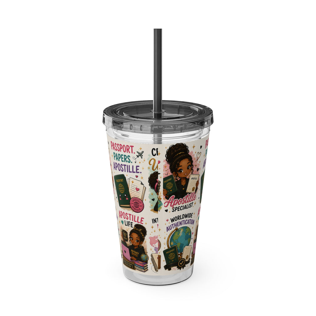 16 oz Acrylic Tumbler – Apostille Specialist Travel Collection | Double-Wall Notary Cup with Straw