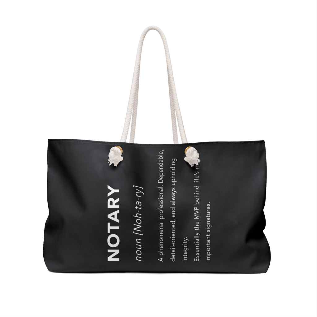 🖤 Notary Definition Weekender Bag | Minimalist Notary Travel Tote | Notary Public Overnight Bag | Loan Signing Agent Carryall | Professional Travel Bag