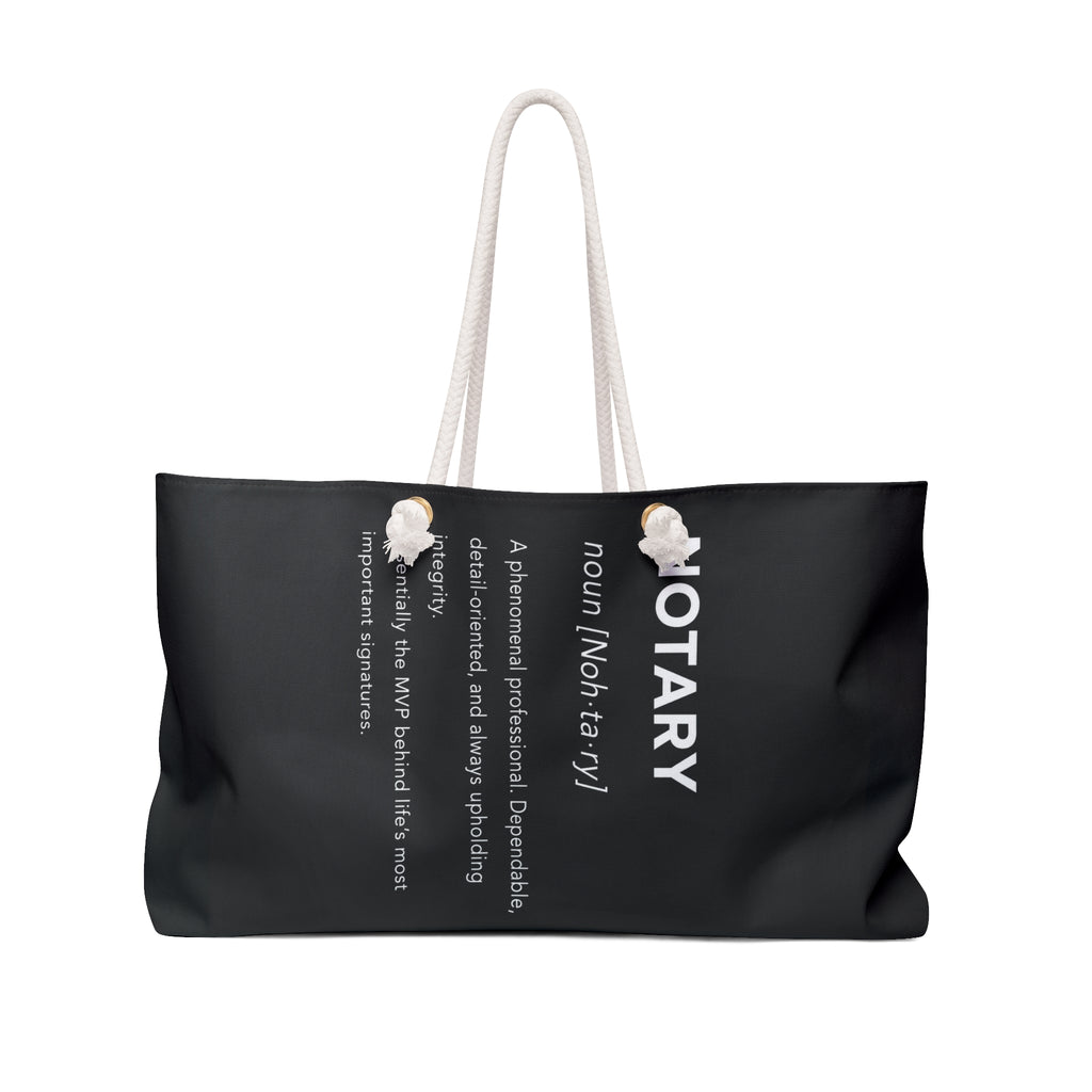 🖤 Notary Definition Weekender Bag | Minimalist Notary Travel Tote | Notary Public Overnight Bag | Loan Signing Agent Carryall | Professional Travel Bag