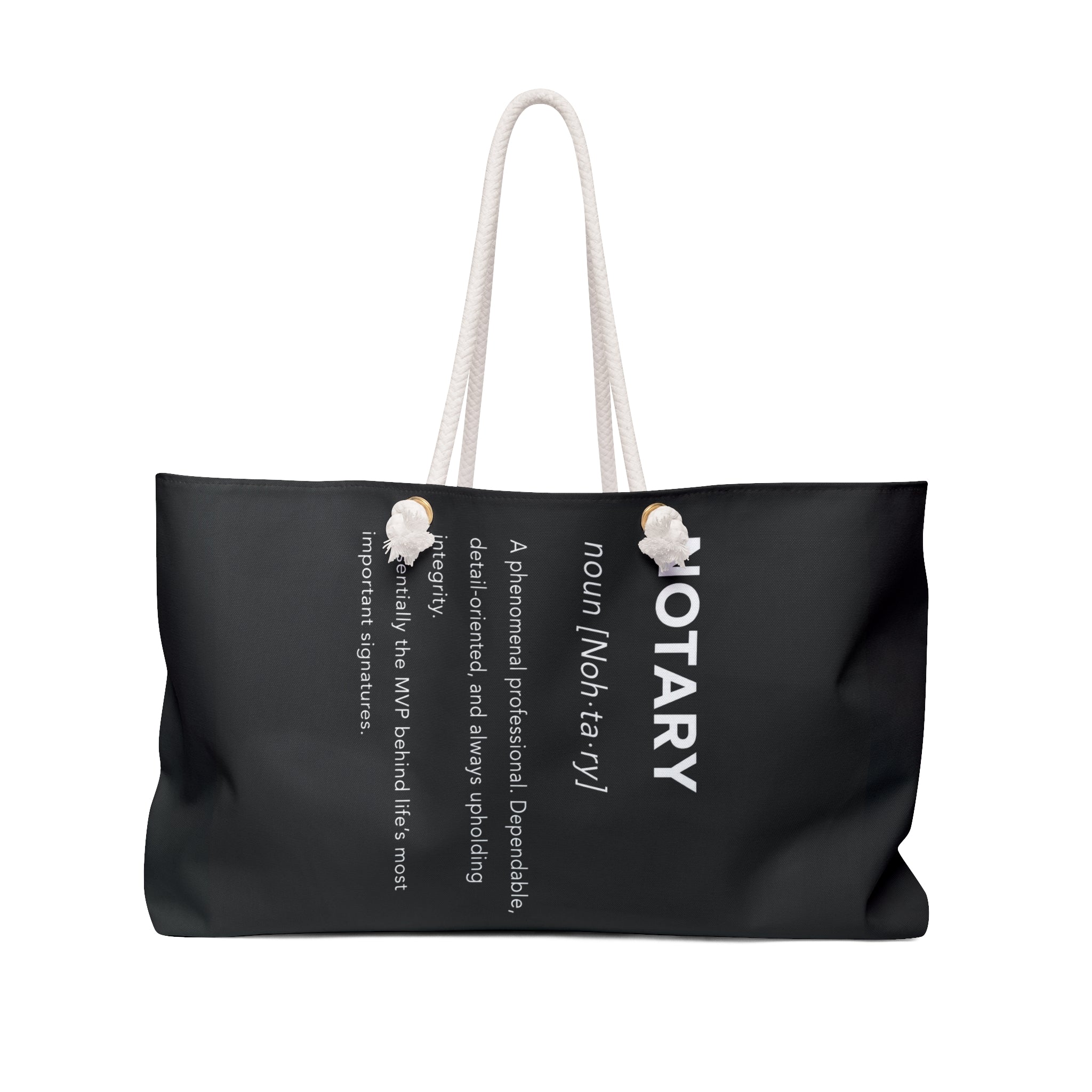 🖤 Notary Definition Weekender Bag | Minimalist Notary Travel Tote | Notary Public Overnight Bag | Loan Signing Agent Carryall | Professional Travel Bag