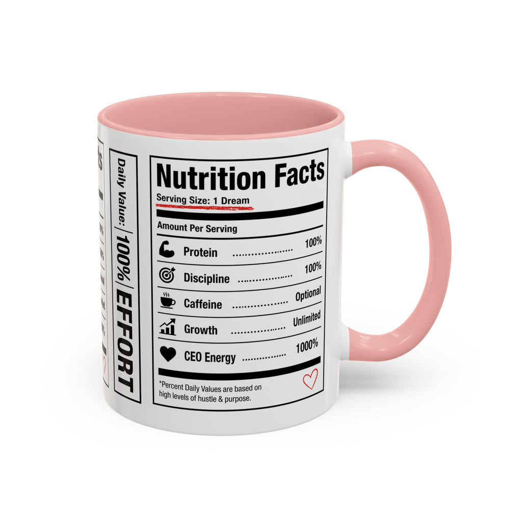 Entrepreneur Nutrition Facts Accent Coffee Mug | CEO Motivation Coffee Cup (11oz, 15oz)