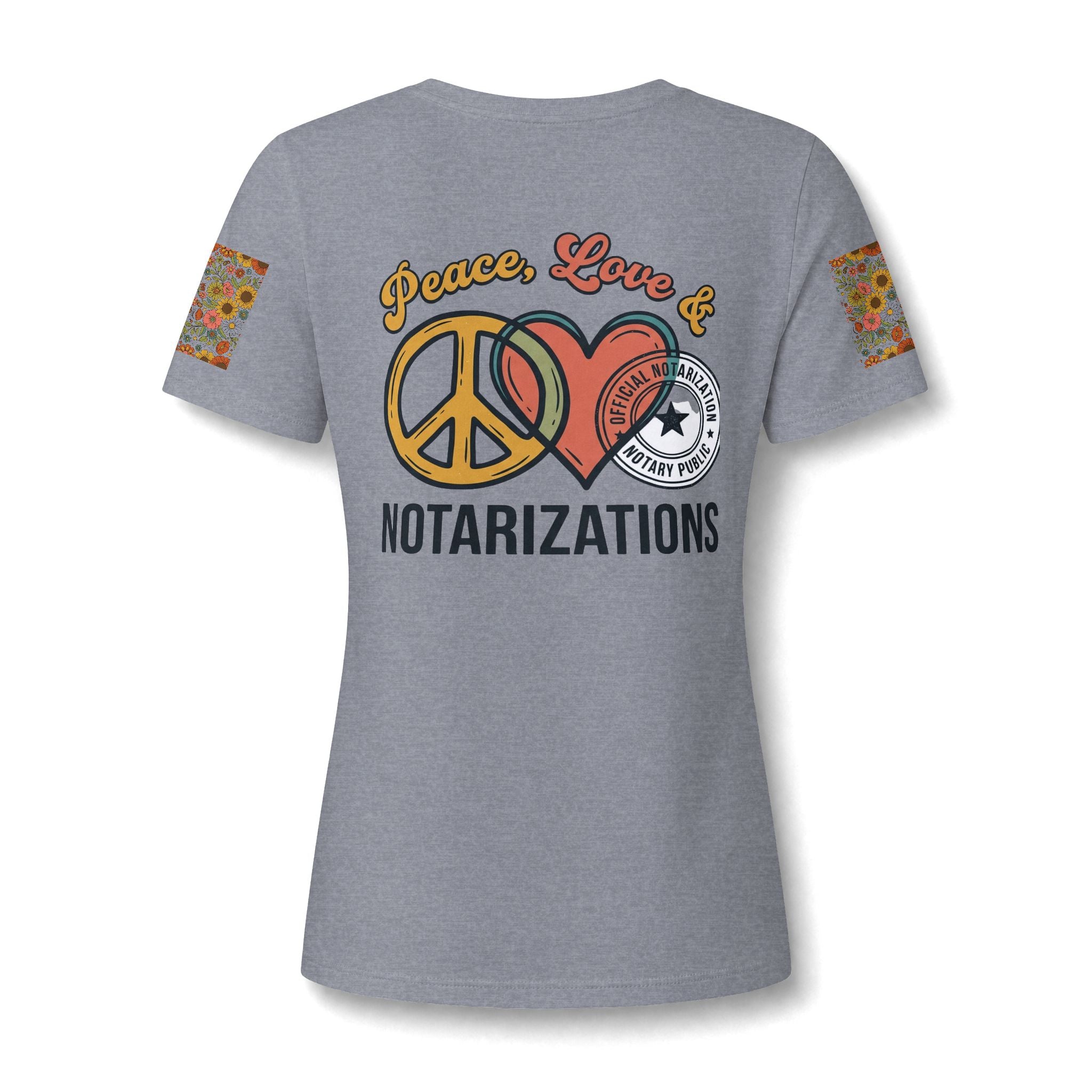 Peace, Love & Notarizations Women's Relaxed V-Neck Tee ☮️❤️🖋️