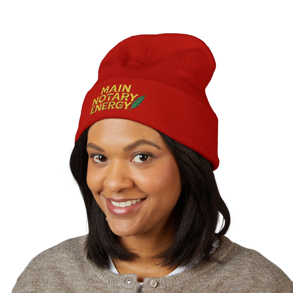 Main Notary Energy Embroidered Cuffed Beanie | Notary Public Gift