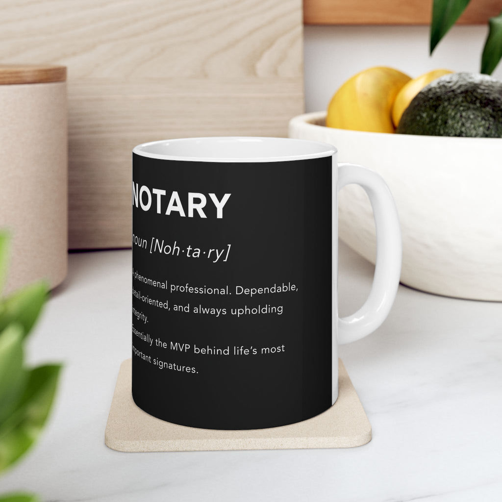 ☕ Notary Definition Coffee Mug | Minimalist Notary Mug | Notary Public Gift | Loan Signing Agent Coffee Cup | 11oz & 15oz Ceramic Mug