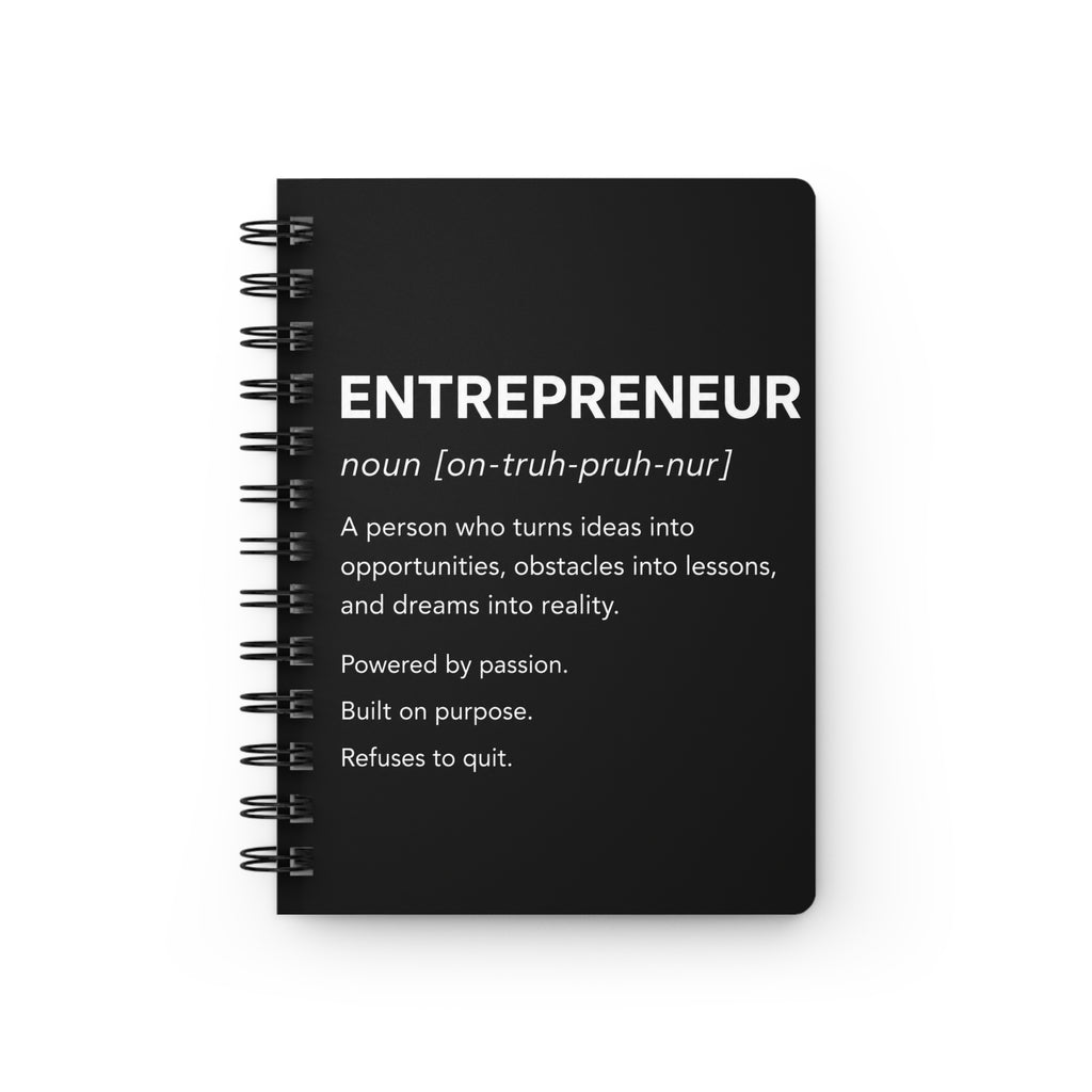 📓 Entrepreneur Definition Spiral Journal | Minimalist Business Notebook | Entrepreneur Planner | CEO Journal | Black & White Success Notebook