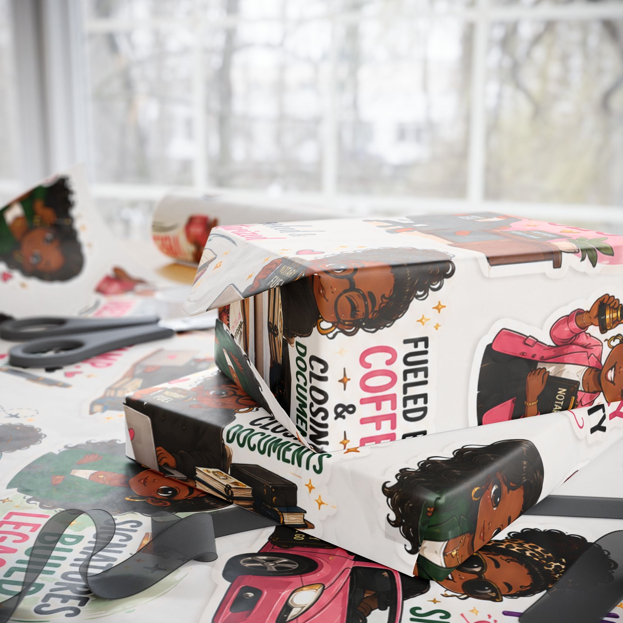 Notary Girl Boss Wrapping Paper – Mobile Notary & Signing Agent Gift Wrap🌍📜✨