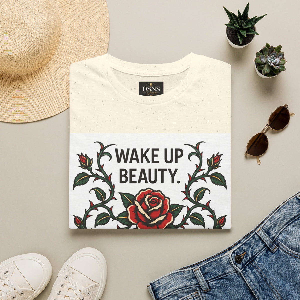 Wake Up Beauty, It’s Time to Beast Tee — Rose & Thorn Graphic Shirt