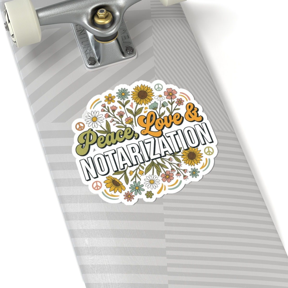 Peace, Love & Notarization Kiss-Cut Sticker | Retro Floral Notary Vinyl Decal | Hippie Notary Laptop Sticker | Mobile Notary Gift