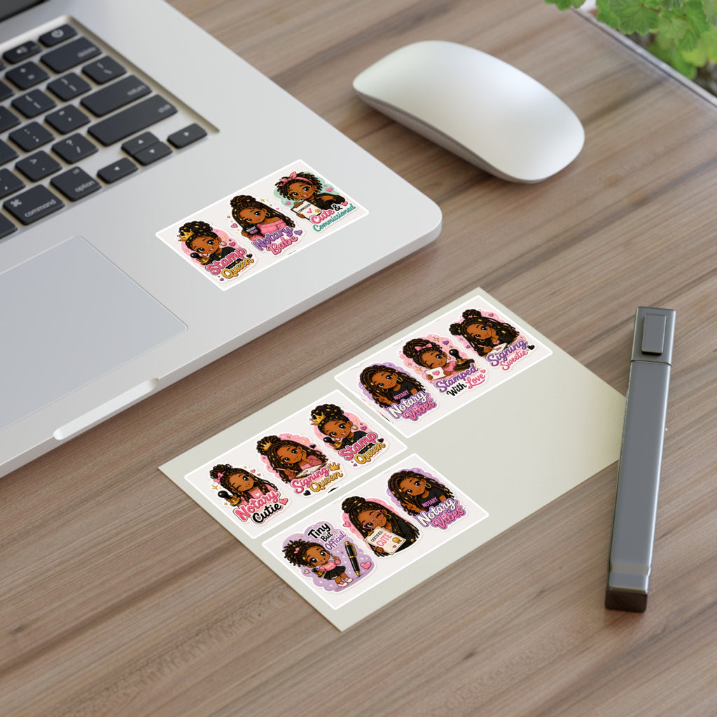 Black Girl Notary Sticker Sheet — Cute & Commissioned Notary Stickers