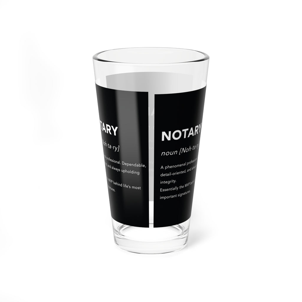 Notary Definition Mixing Glass | 16oz Professional Notary Pint Glass | Notary Public Barware | Loan Signing Agent Gift