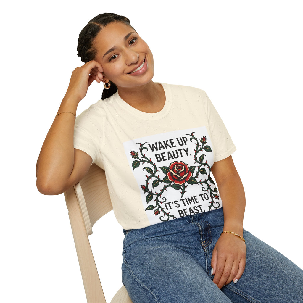 Wake Up Beauty, It’s Time to Beast Tee — Rose & Thorn Graphic Shirt