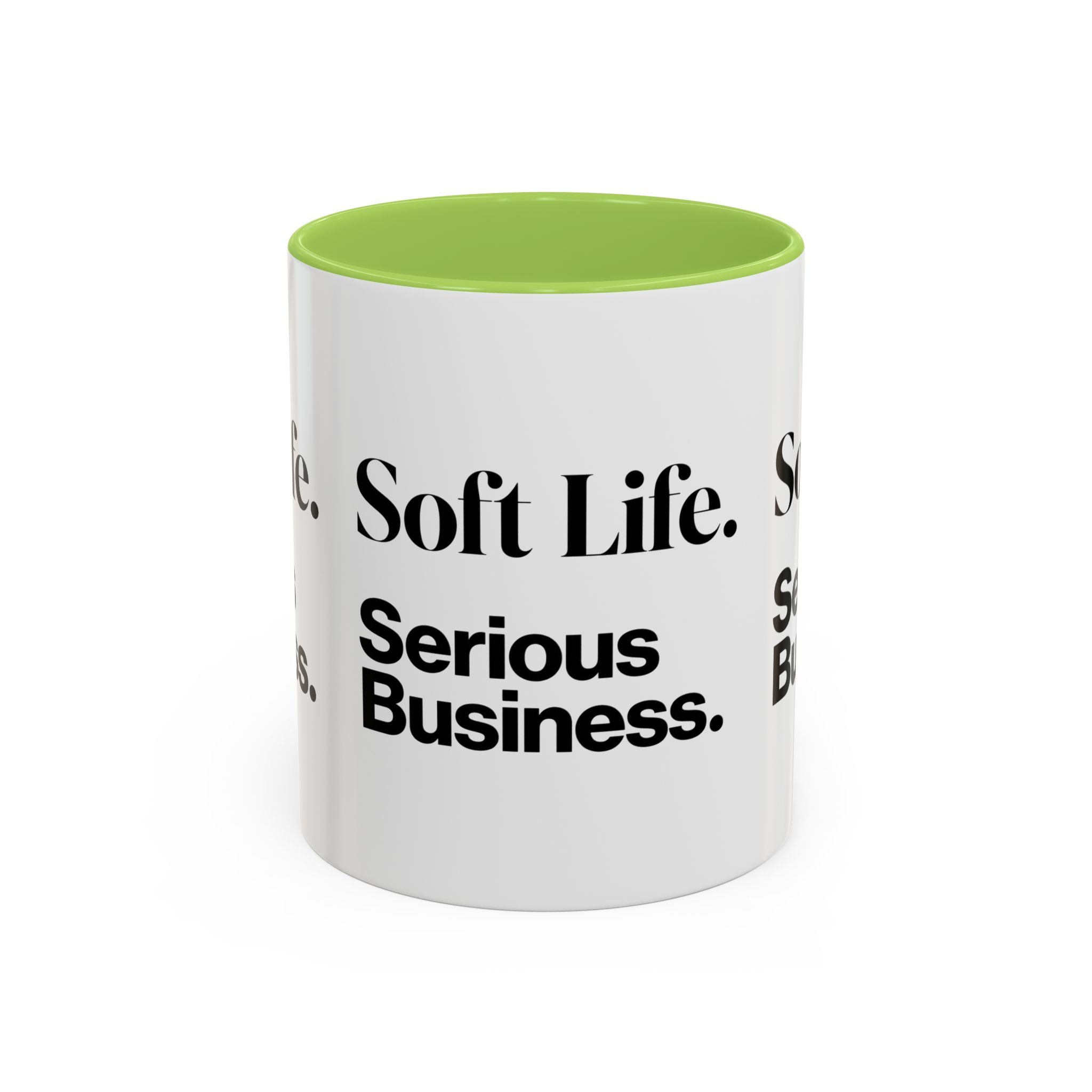 Soft Life. Serious Business. Accent Mug — Entrepreneur & Business Owner Coffee Cup