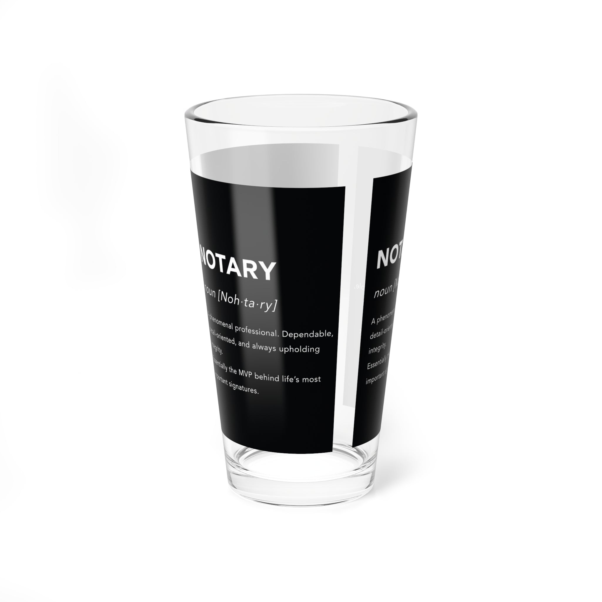 Notary Definition Mixing Glass | 16oz Professional Notary Pint Glass | Notary Public Barware | Loan Signing Agent Gift