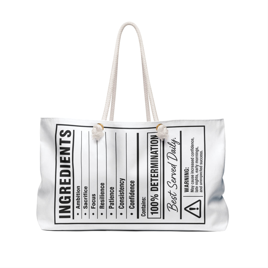 Nutrition Facts Weekender Bag – Fuel Your Hustle Travel Tote