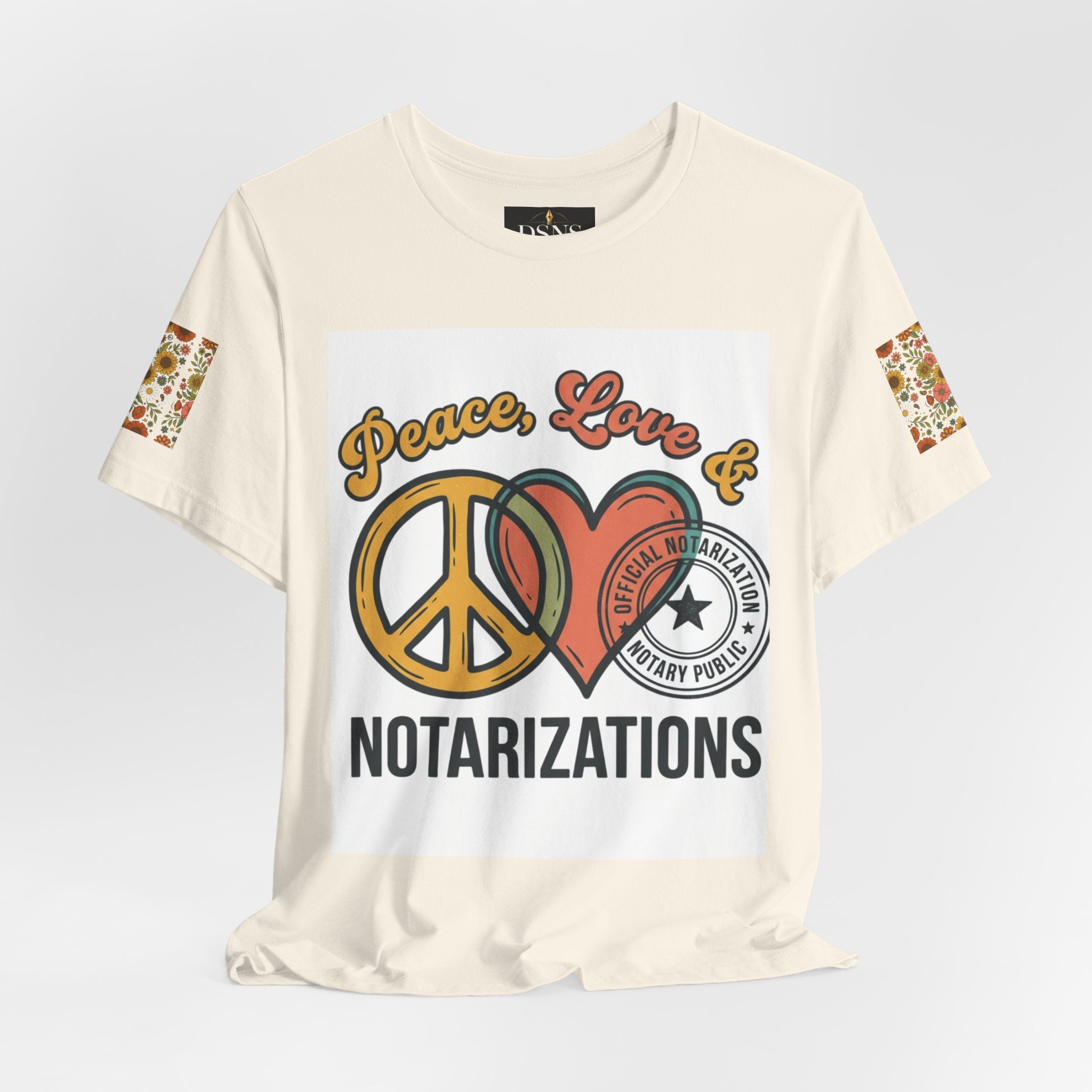 Peace, Love & Notarizations Unisex Jersey T-Shirt ☮️❤️🖋️