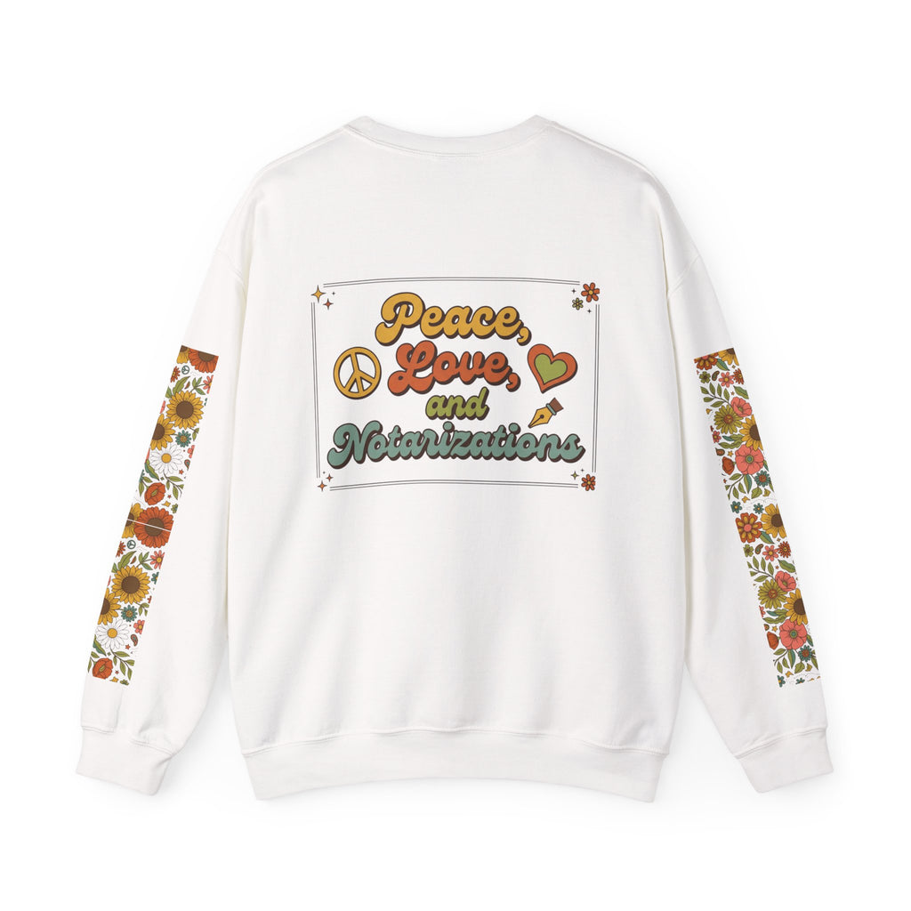 Peace, Love & Notarizations Cozy  Crewneck Sweatshirt ☮️❤️🖋️