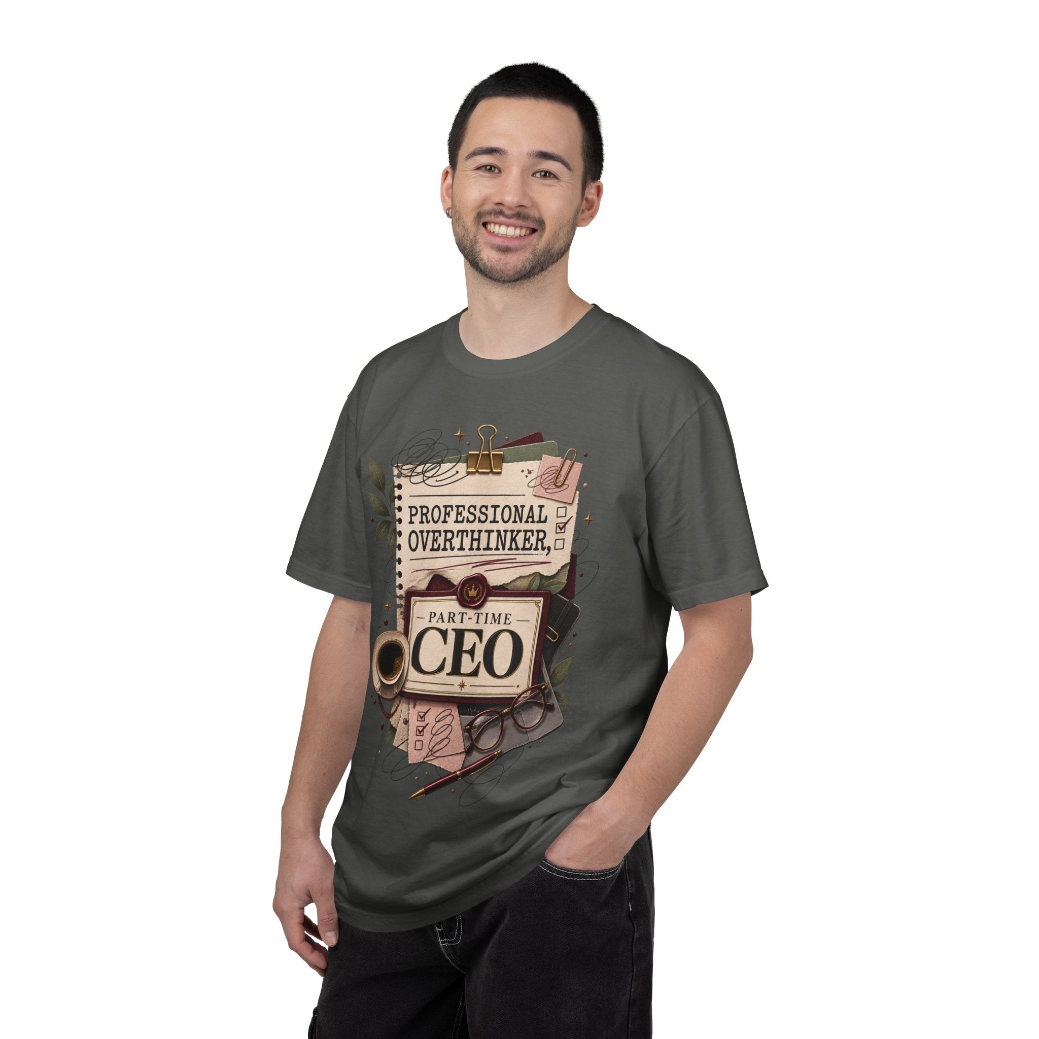 Professional Overthinker Part-Time CEO T-Shirt | Funny Small Business Owner Graphic Tee | Entrepreneur Gift | Garment-Dyed Shirt