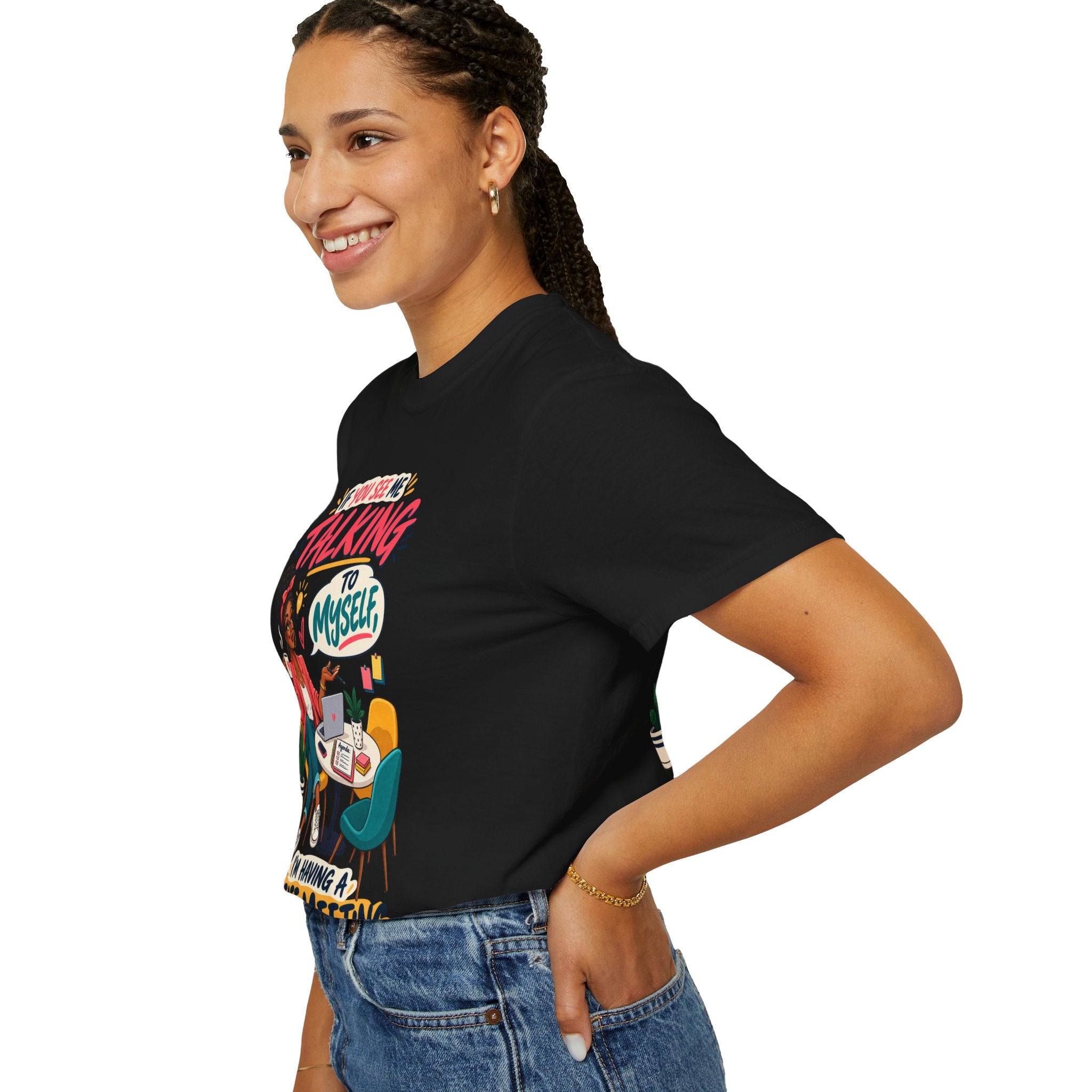 Funny Small Business Owner T-Shirt — “If You See Me Talking to Myself” Staff Meeting Graphic Tee