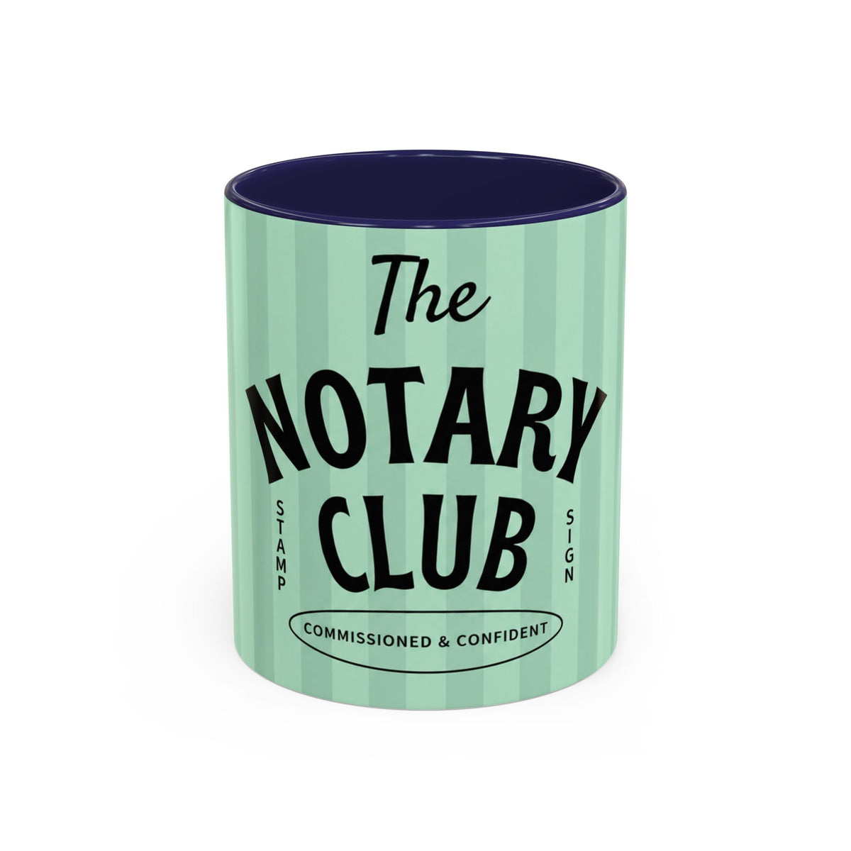 The Notary Club Accent Coffee Mug — Commissioned & Confident Notary Public Gift