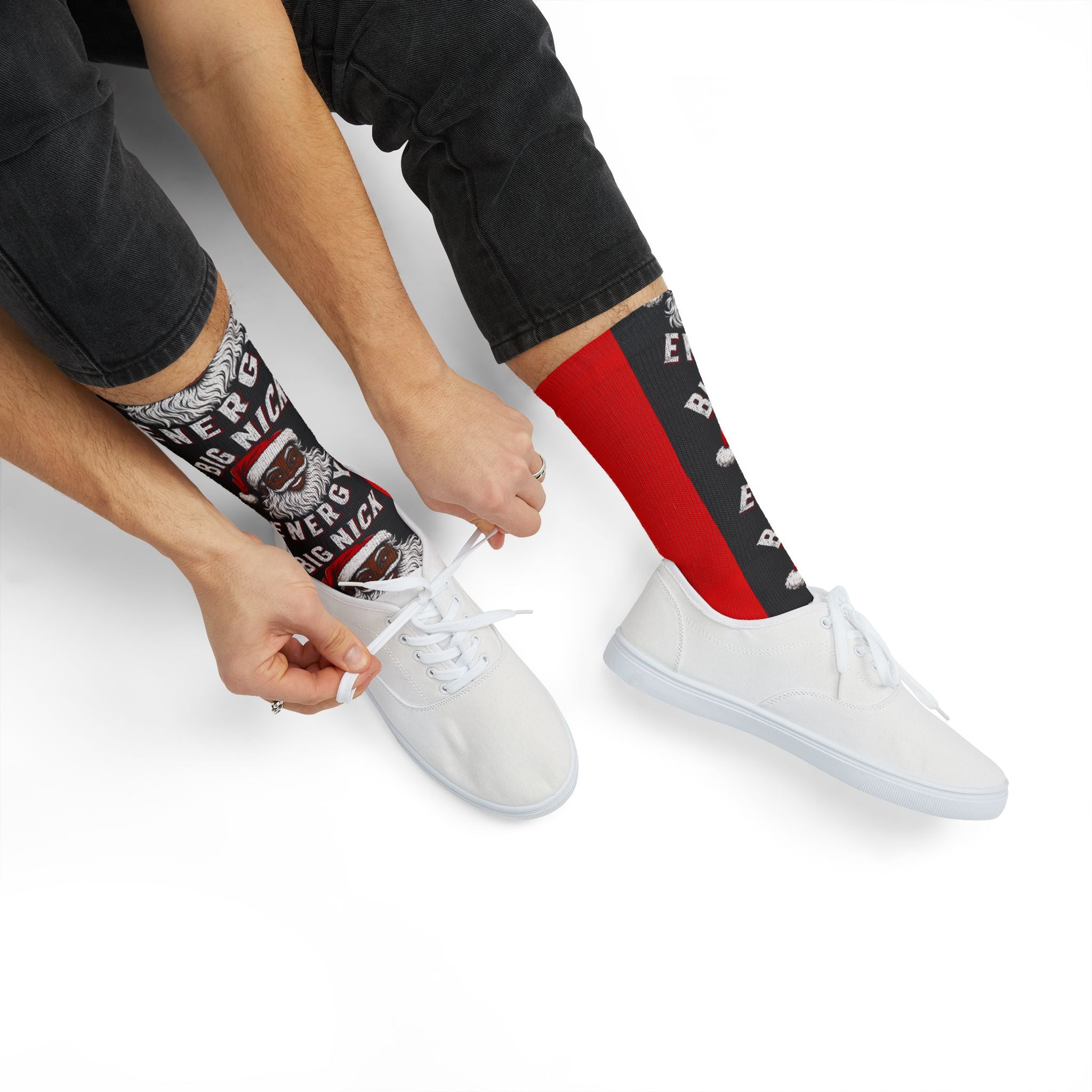 Big Nick Energy Christmas Socks | Funny Santa Holiday Crew Socks | Festive Stocking Stuffer