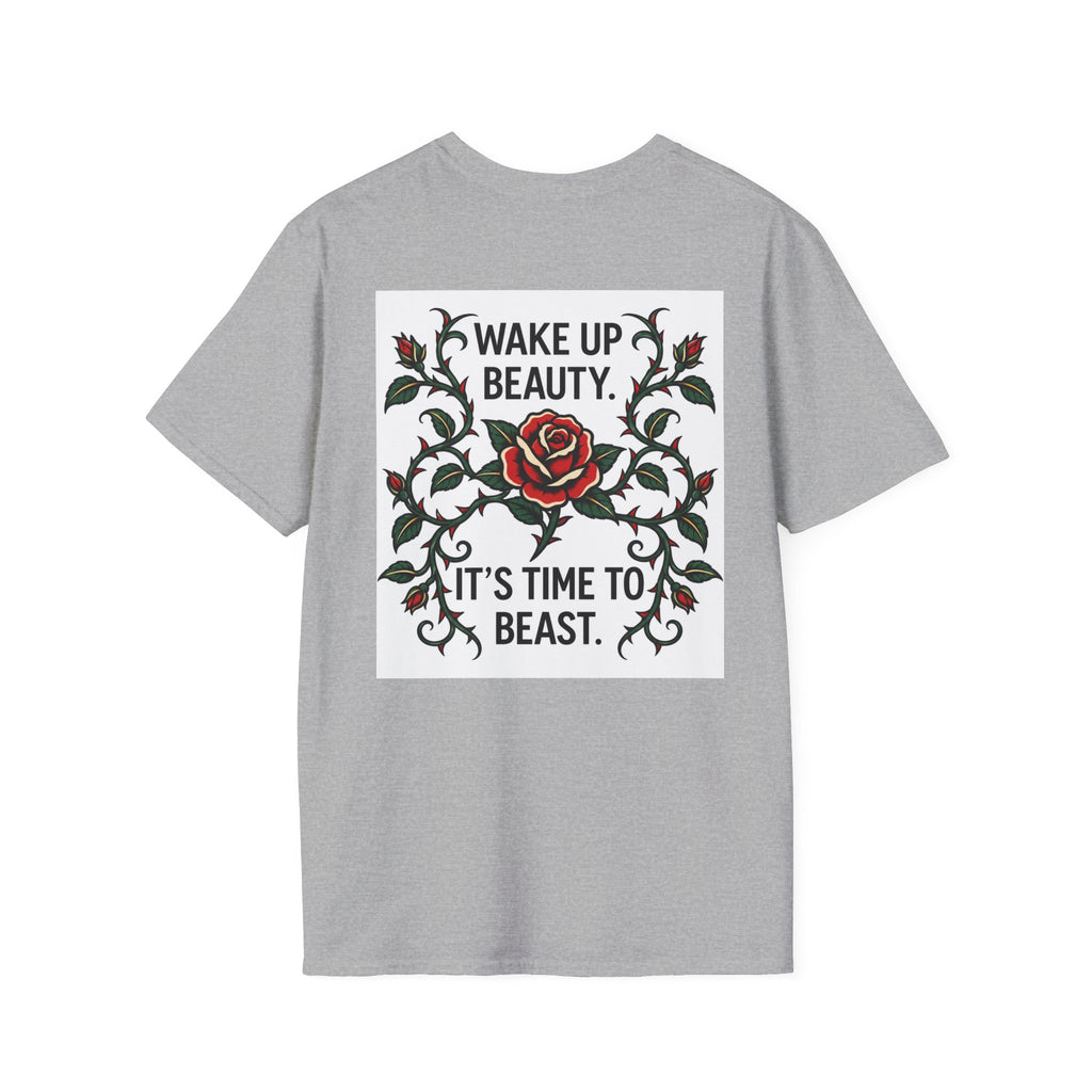 Wake Up Beauty, It’s Time to Beast Tee — Rose & Thorn Graphic Shirt