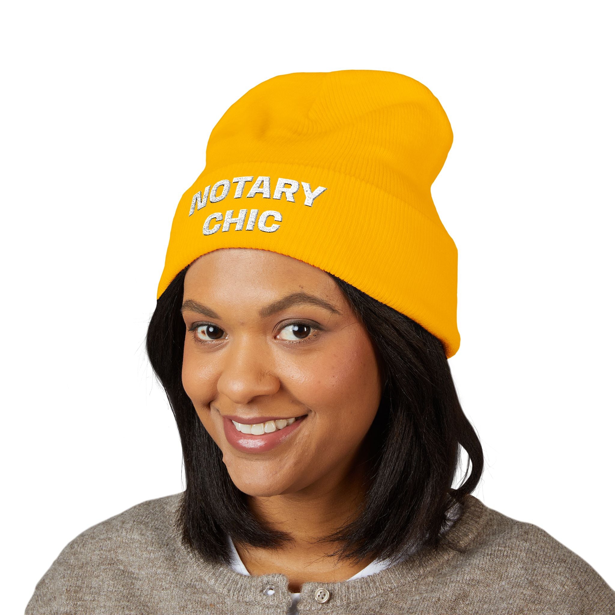 Notary Chic Embroidered Cuffed Beanie | Cozy Notary Public Winter Hat