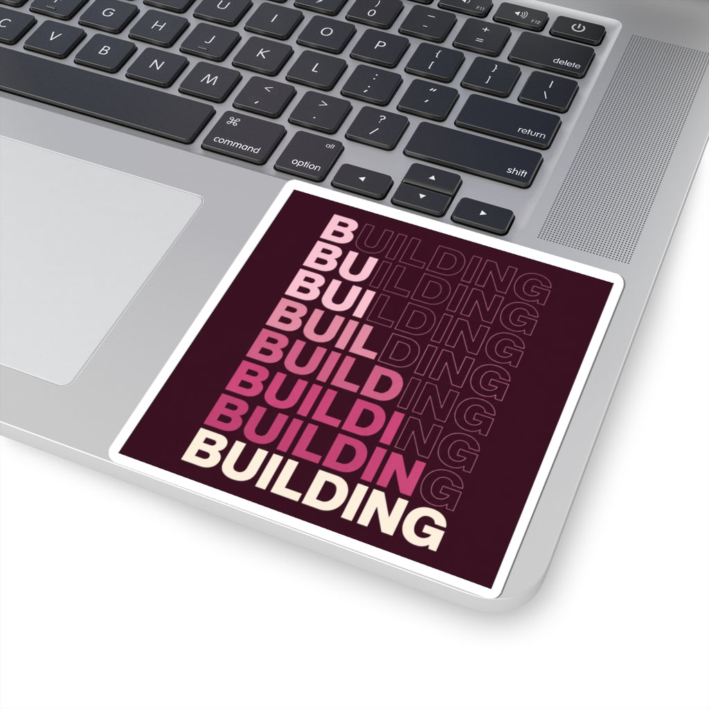 BUILDING Sticker — Pink & Burgundy Small Business Kiss-Cut Sticker
