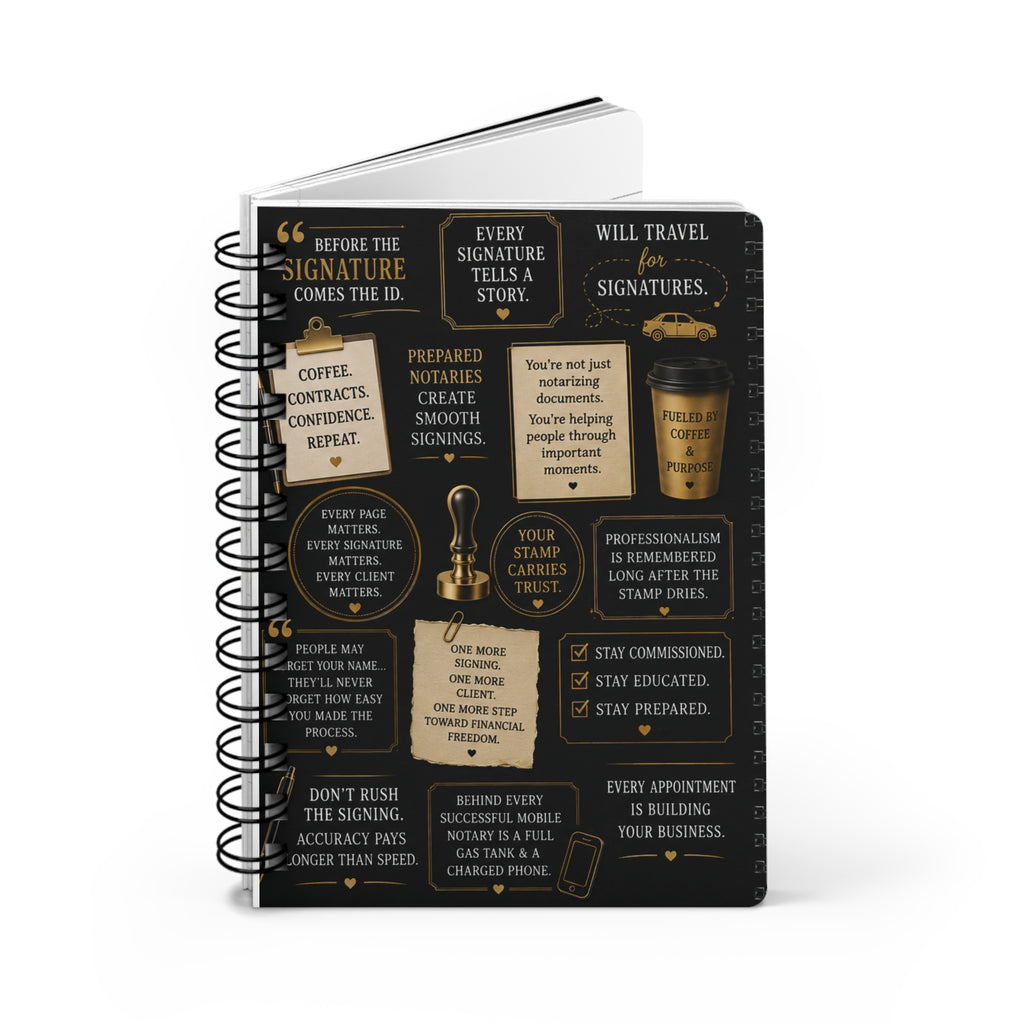 Before the Signature Comes the ID. | Hardcover Notary Quote Journal for Notaries & Loan Signing Agents