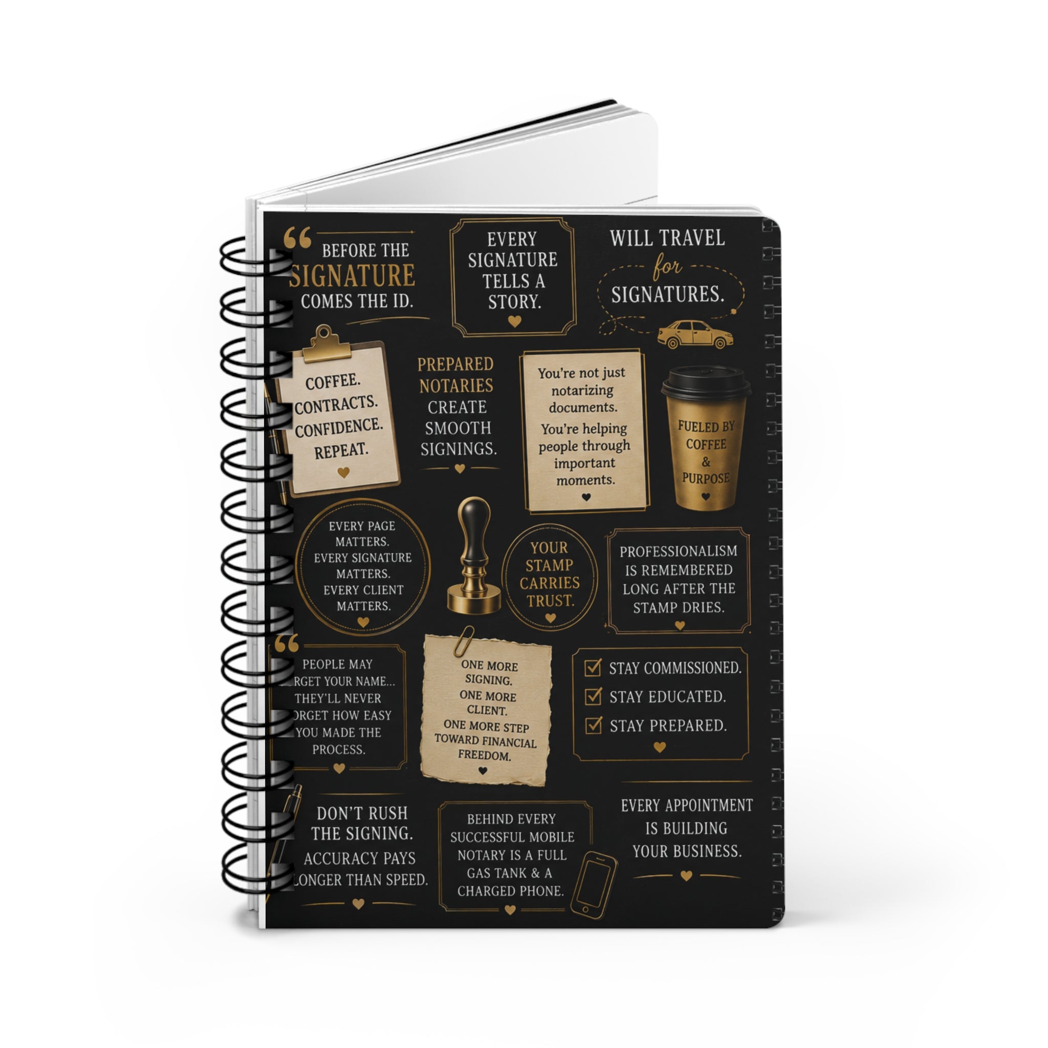 Before the Signature Comes the ID. | Hardcover Notary Quote Journal for Notaries & Loan Signing Agents