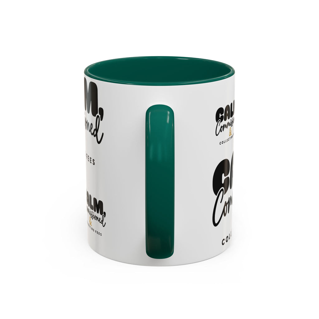 Calm, Commissioned & Collecting Fees Accent Coffee Mug — Notary Public Gift
