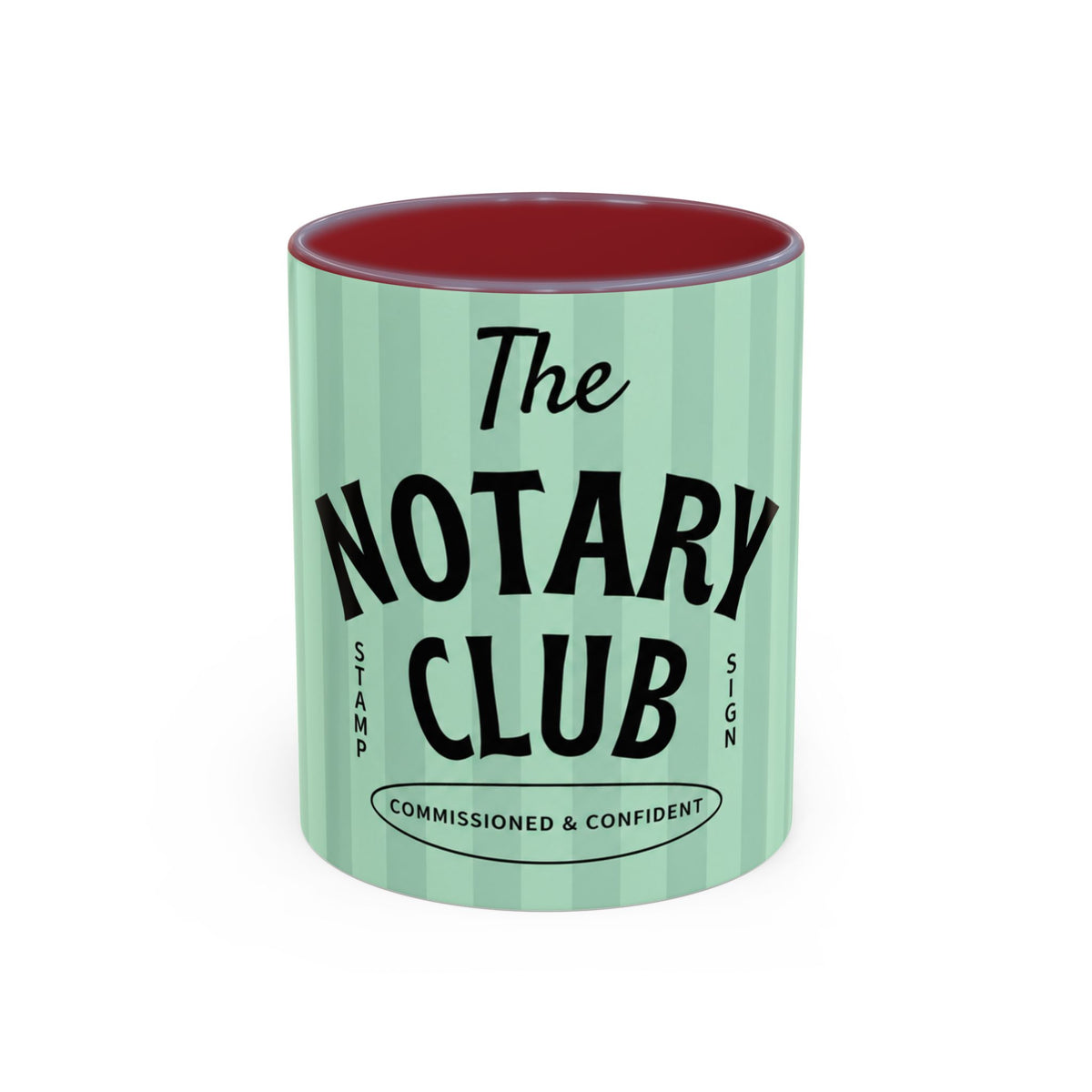 The Notary Club Accent Coffee Mug — Commissioned & Confident Notary Public Gift