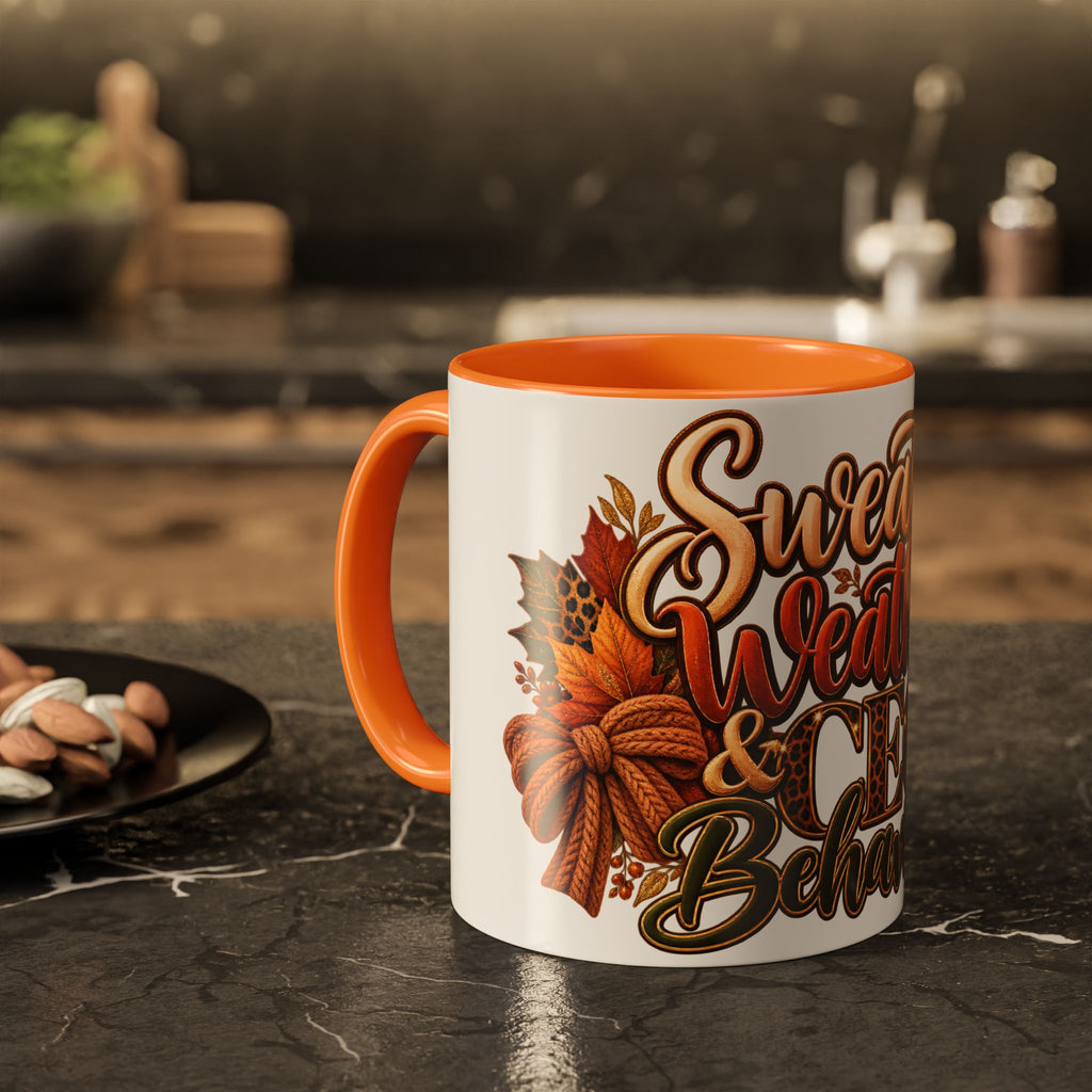 Sweater Weather & CEO Behavior Mug – Fall Pumpkin Latte Seasonal Coffee Cup (11oz/15oz)