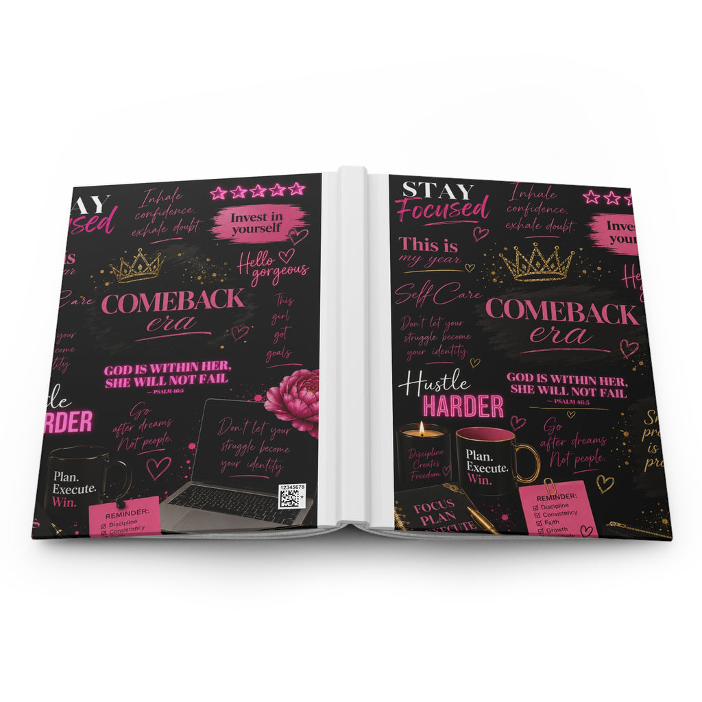 Comeback Era Hardcover Journal | Pink & Gold Motivational Notebook for Women