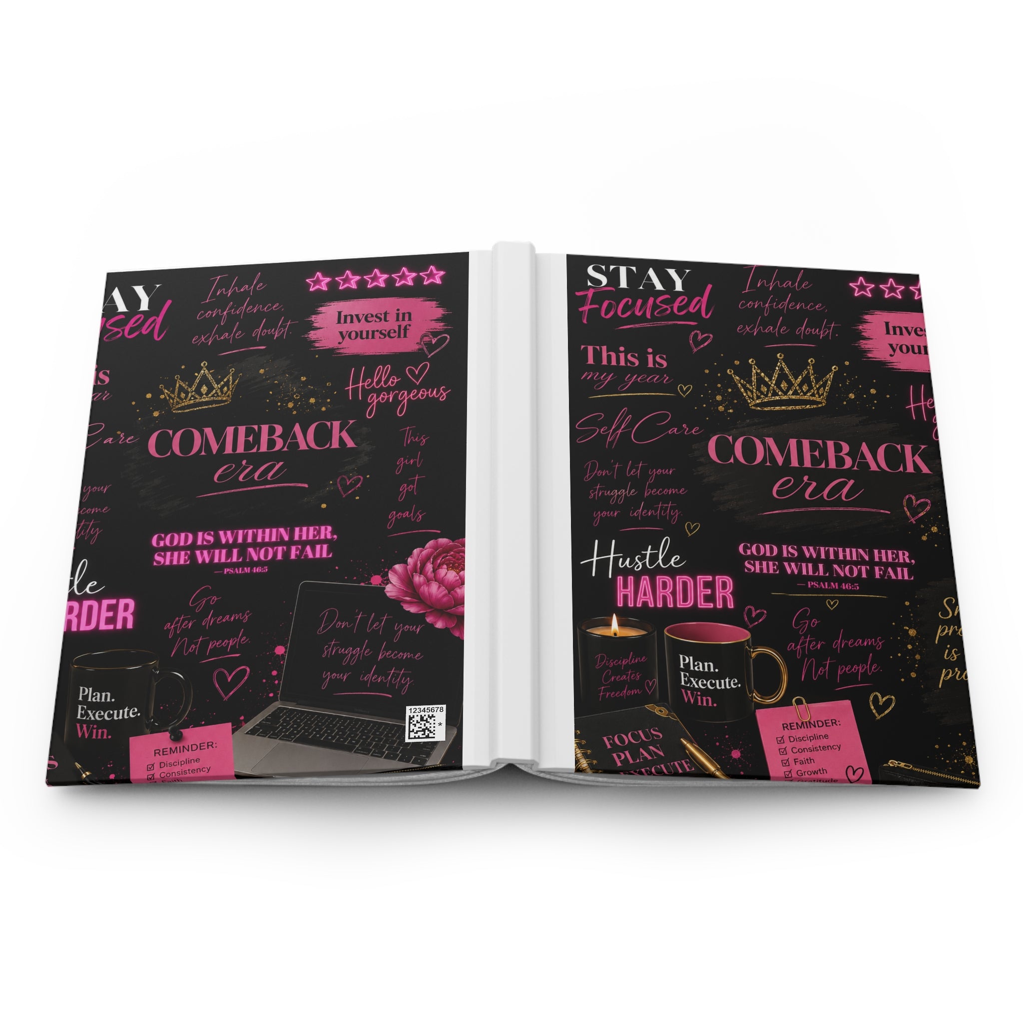 Comeback Era Hardcover Journal | Pink & Gold Motivational Notebook for Women