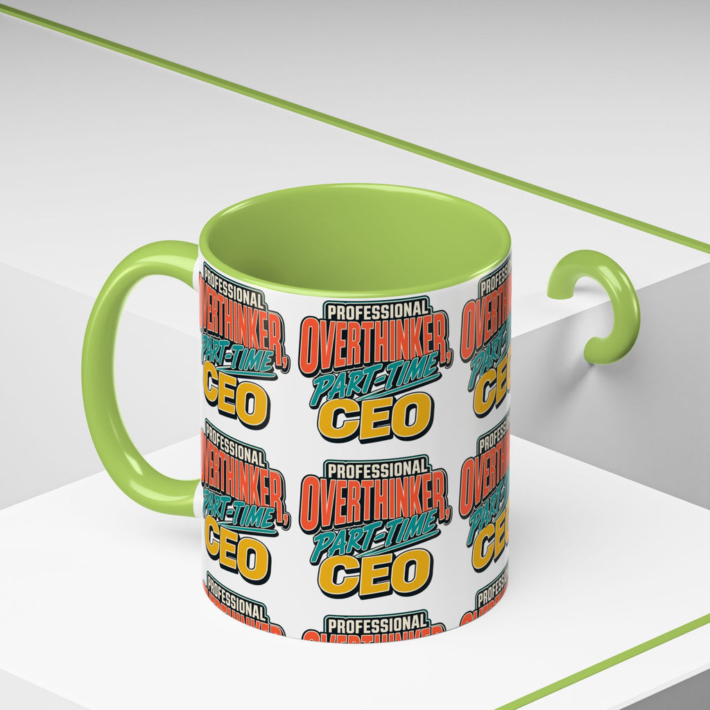 Professional Overthinker Part-Time CEO Mug | Funny Small Business Owner Coffee Cup | Entrepreneur and Side-Hustle Gift