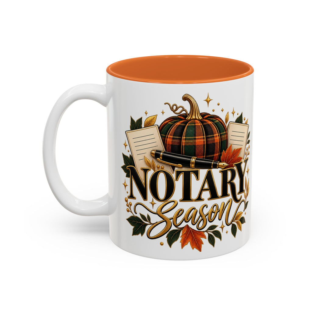 Notary Season Fall Accent Mug — Autumn Notary Public Coffee Cup