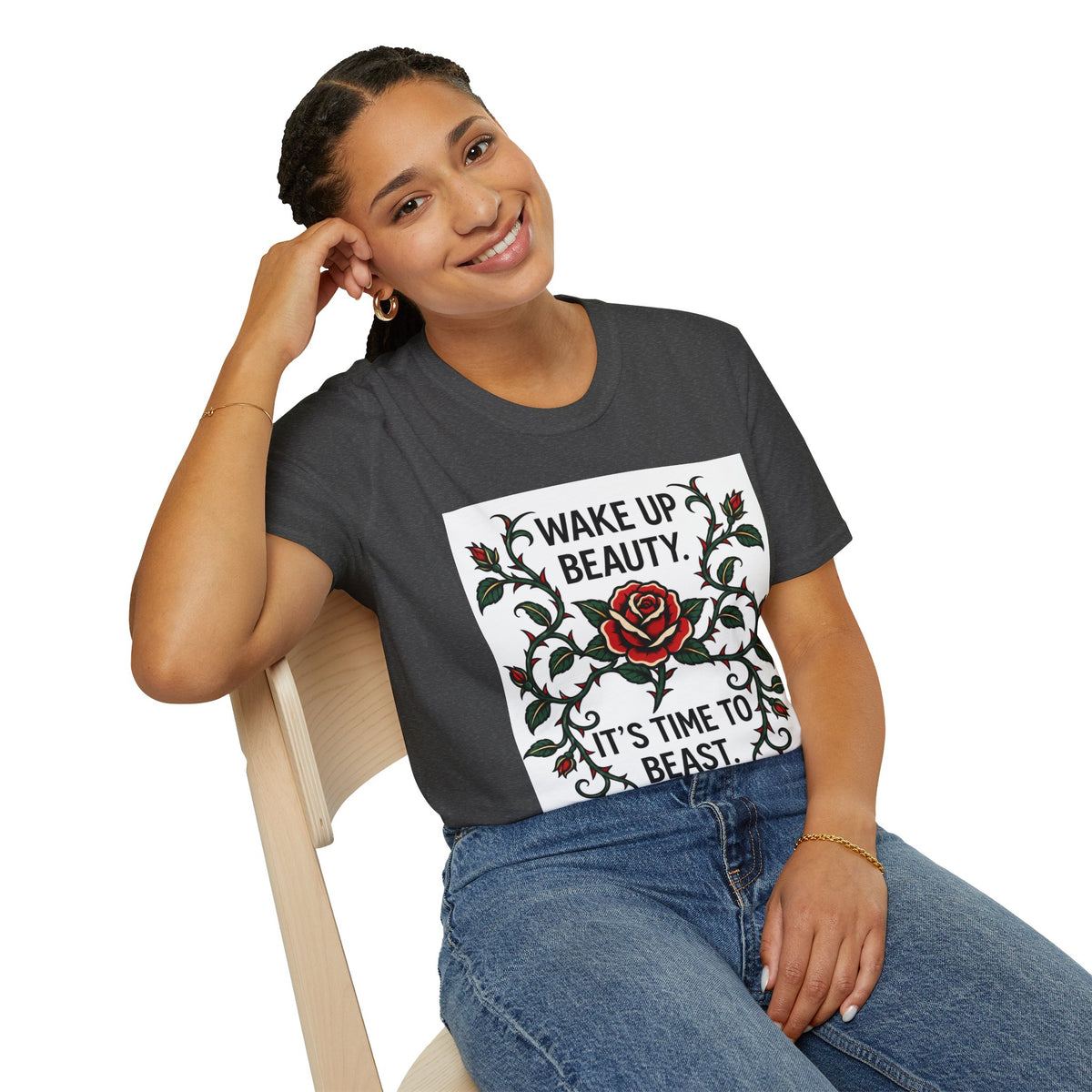 Wake Up Beauty, It’s Time to Beast Tee — Rose & Thorn Graphic Shirt
