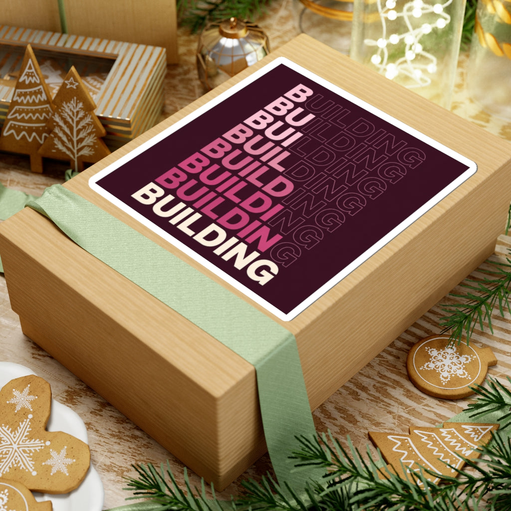 BUILDING Sticker — Pink & Burgundy Small Business Kiss-Cut Sticker