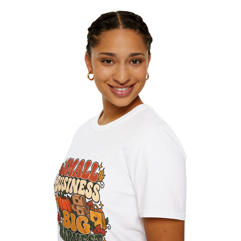 Small Business Big Harvest Graphic T-Shirt — Retro Fall Entrepreneur Tee