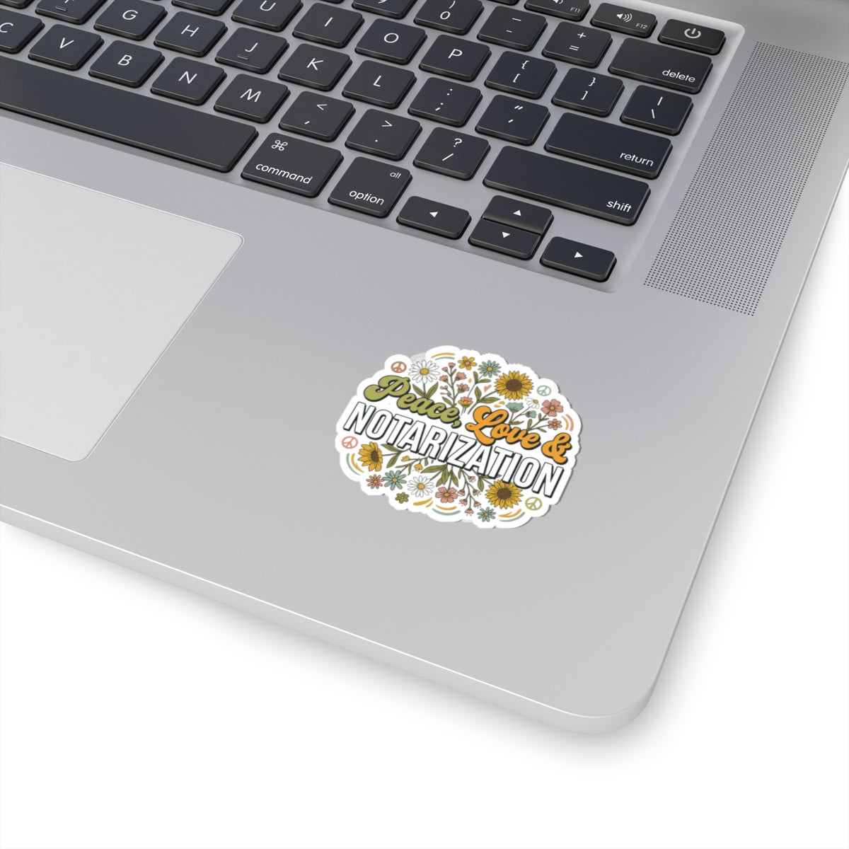 Peace, Love & Notarization Kiss-Cut Sticker | Retro Floral Notary Vinyl Decal | Hippie Notary Laptop Sticker | Mobile Notary Gift
