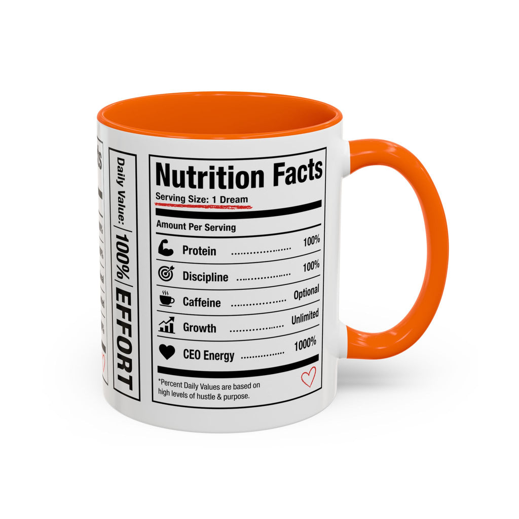 Entrepreneur Nutrition Facts Accent Coffee Mug | CEO Motivation Coffee Cup (11oz, 15oz)
