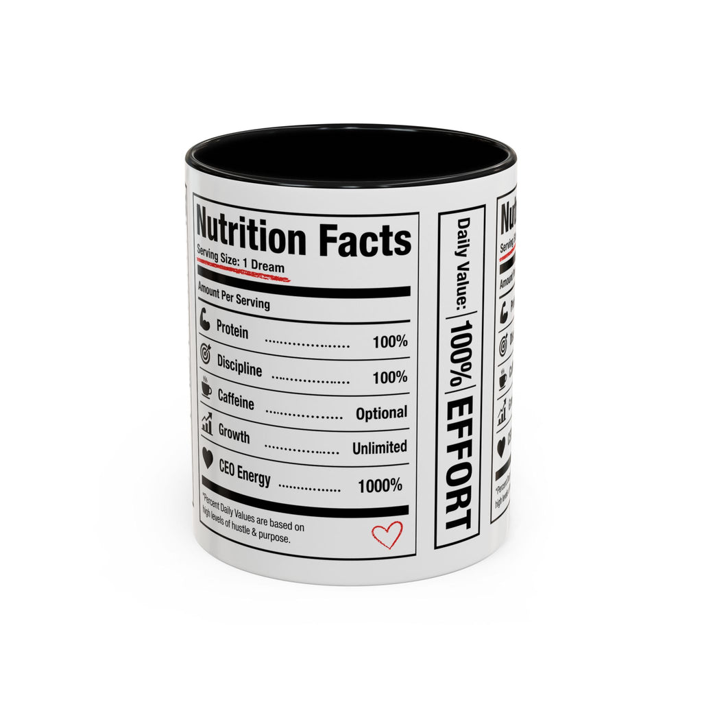 Entrepreneur Nutrition Facts Accent Coffee Mug | CEO Motivation Coffee Cup (11oz, 15oz)