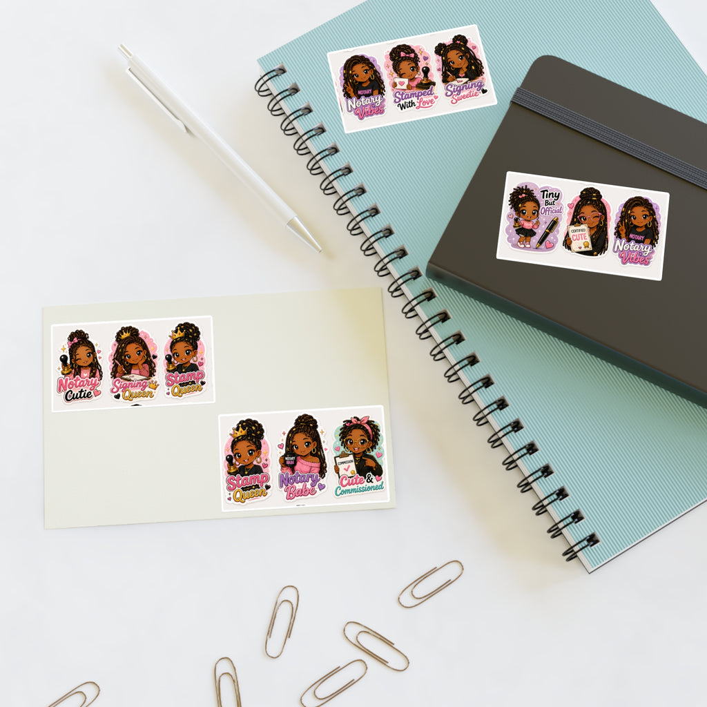 Black Girl Notary Sticker Sheet — Cute & Commissioned Notary Stickers