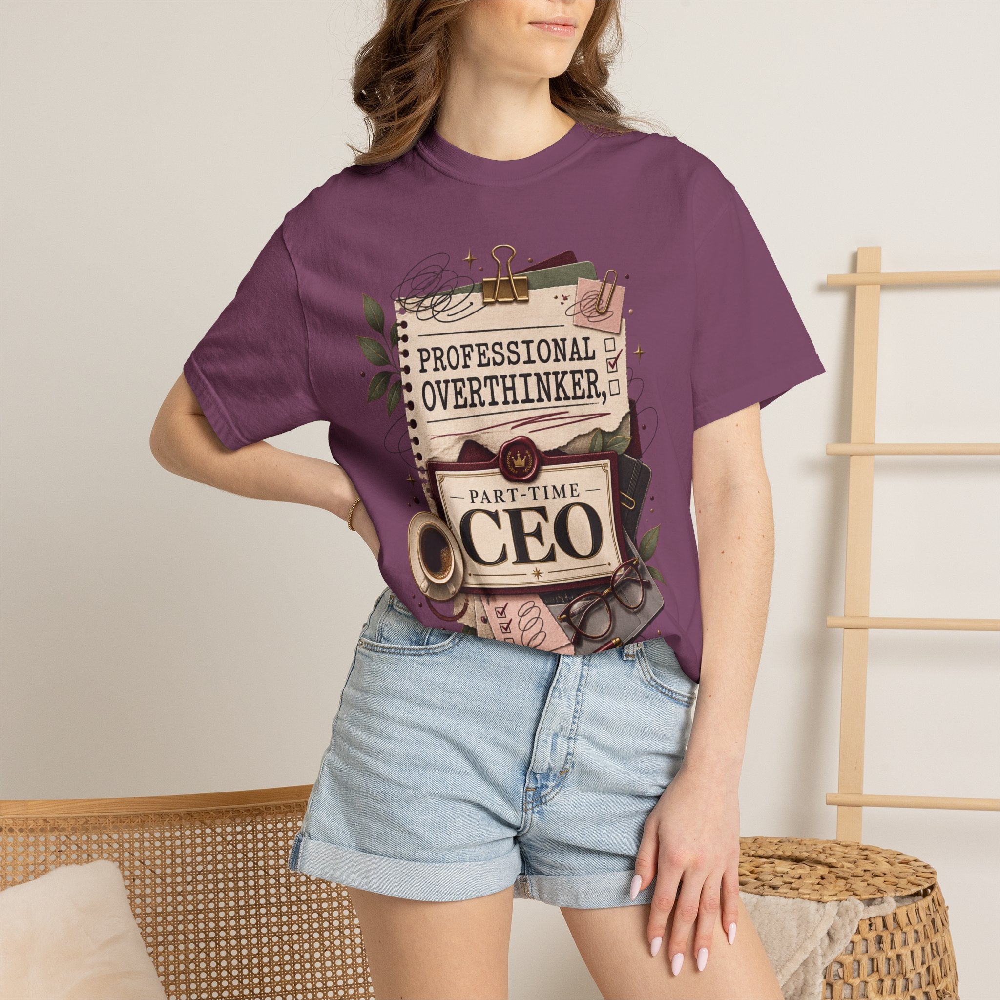 Professional Overthinker Part-Time CEO T-Shirt | Funny Small Business Owner Graphic Tee | Entrepreneur Gift | Garment-Dyed Shirt