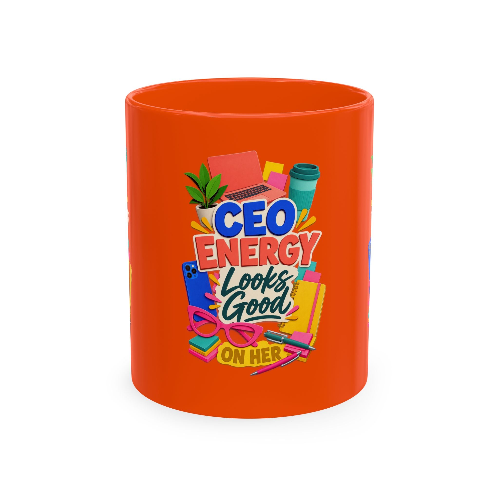CEO Energy Looks Good on Her Mug | Women in Business Coffee Cup | Female Entrepreneur Gift | Boss Lady Office Mug
