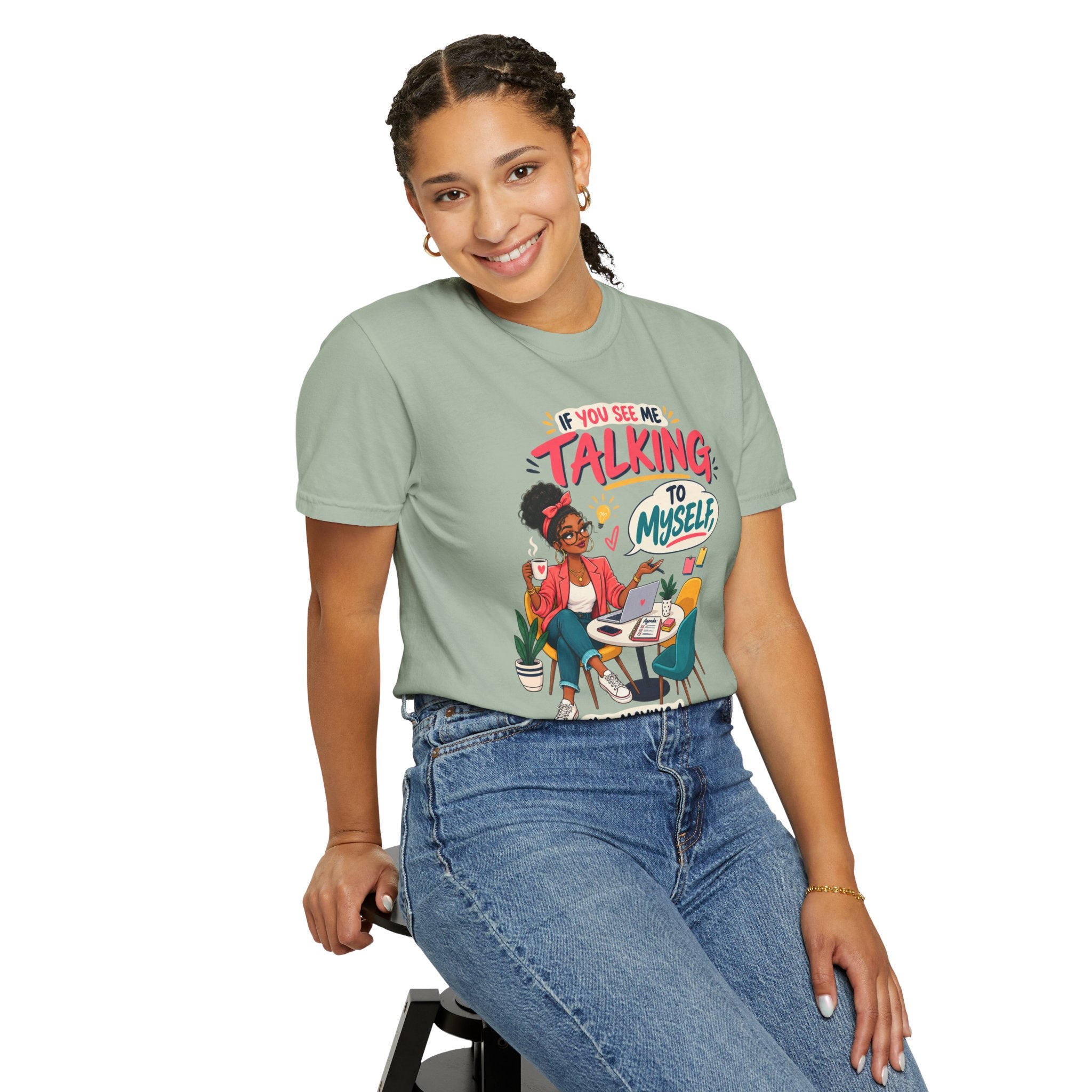 Funny Small Business Owner T-Shirt — “If You See Me Talking to Myself” Staff Meeting Graphic Tee