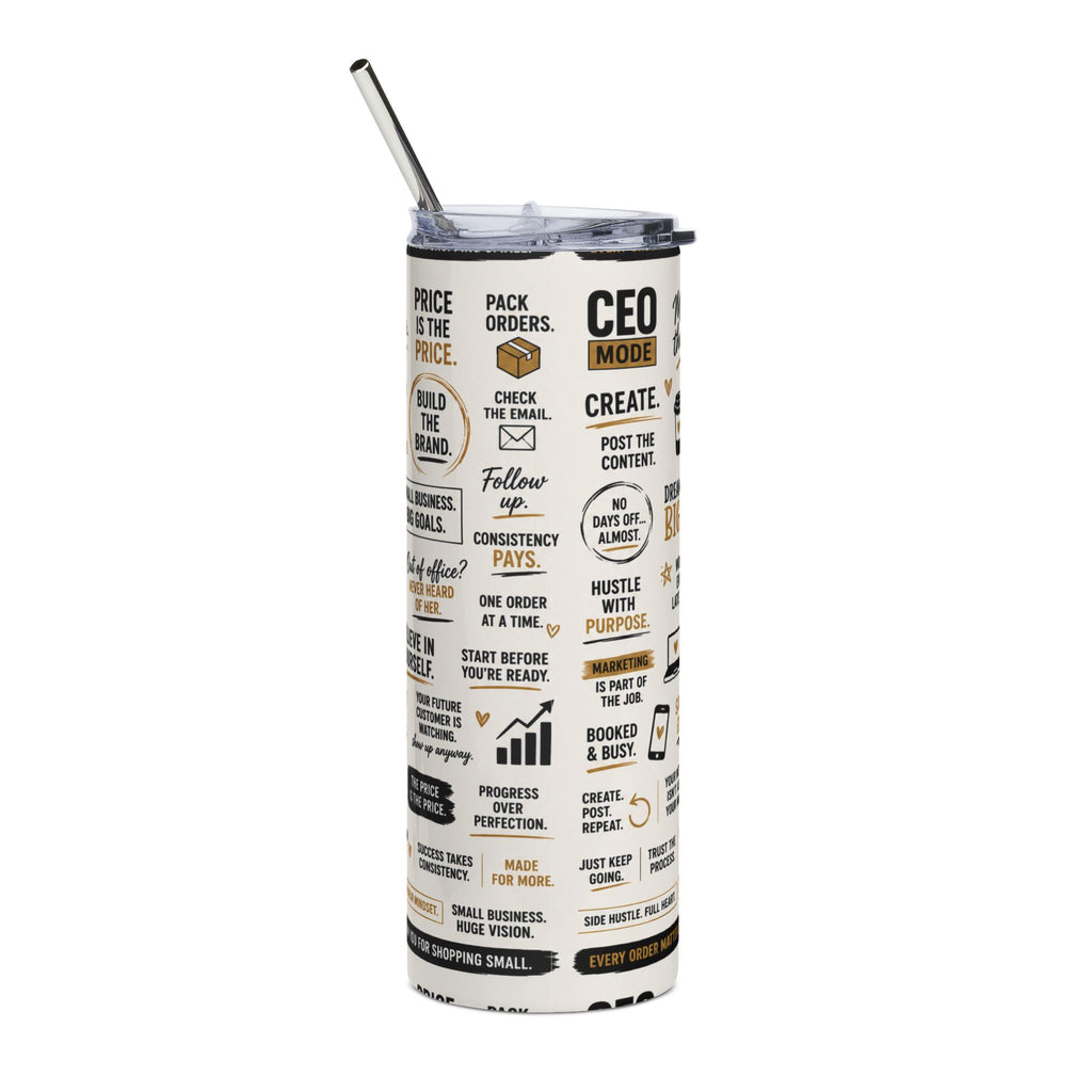 CEO Mode Motivational 20oz Stainless Steel Tumbler | Small Business Owner Gift | Entrepreneur Coffee Travel Cup