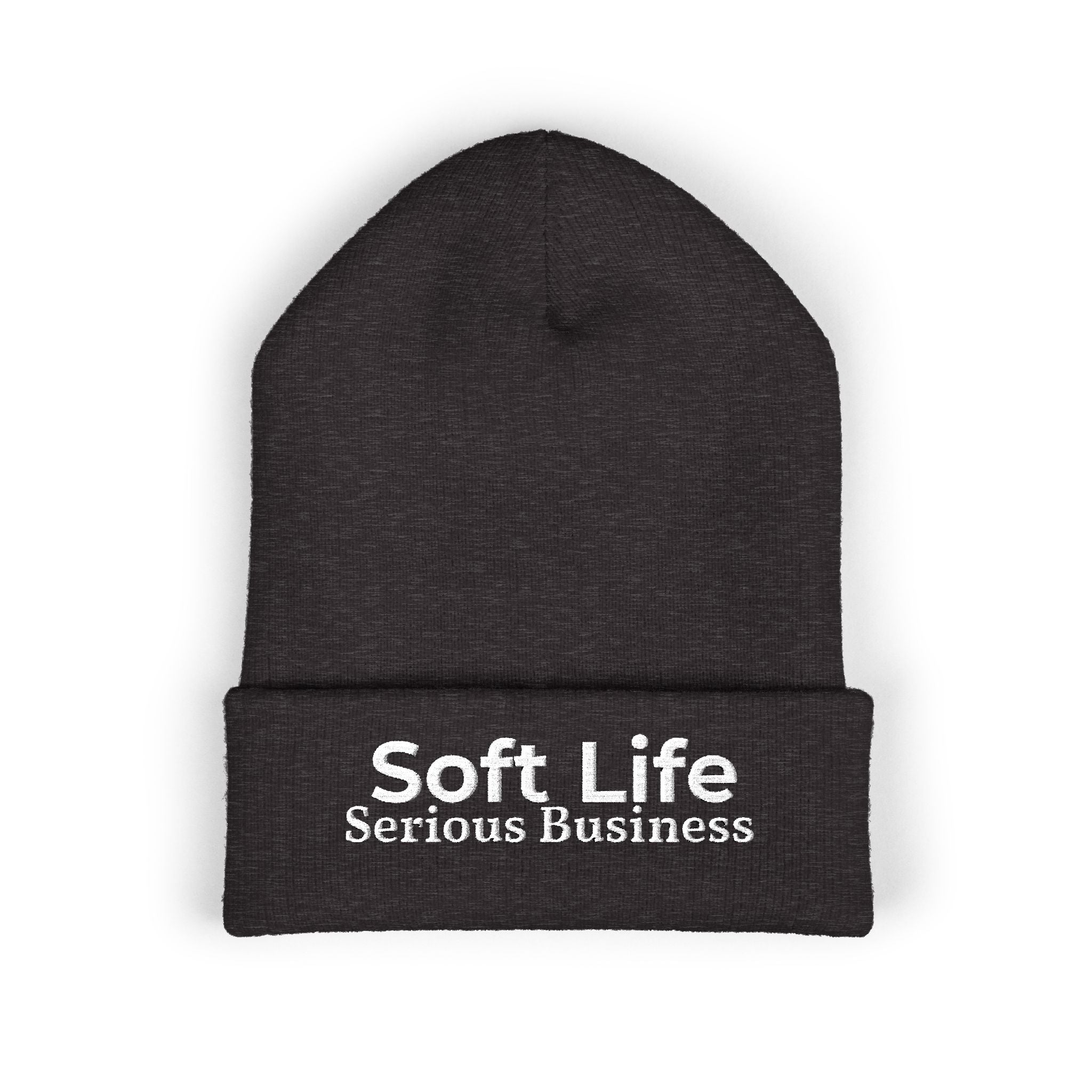 Soft Life. Serious Business. Embroidered Cuffed Beanie | Cozy Entrepreneur Winter Hat