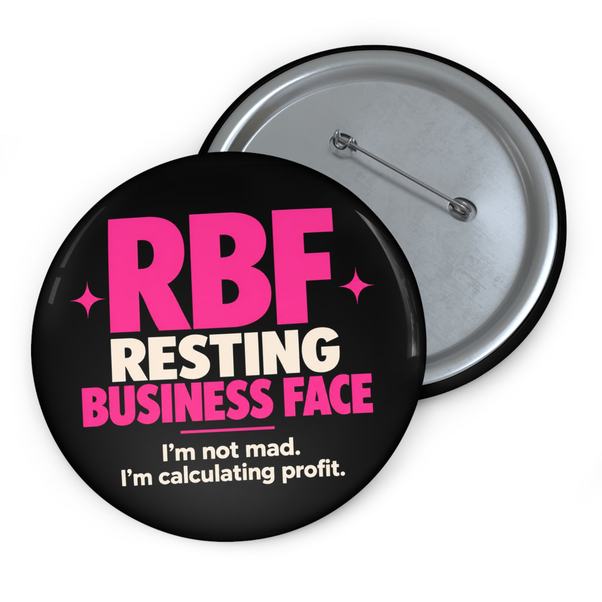Pin Button — "RBF Resting Business Face" Funny Entrepreneur Lapel Pin